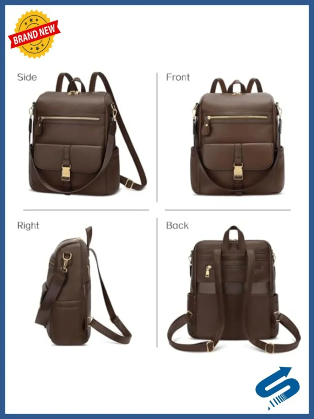 PU Leather Anti-Theft Backpack Purse with Luggage Strap